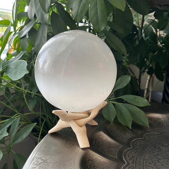 Extra Large White Selenite Sphere - Picture 3 of 5